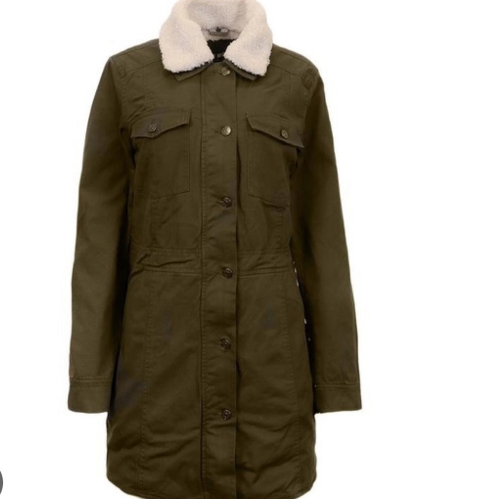 Steve Madden Women's Long Cargo Jacket In Color Olive